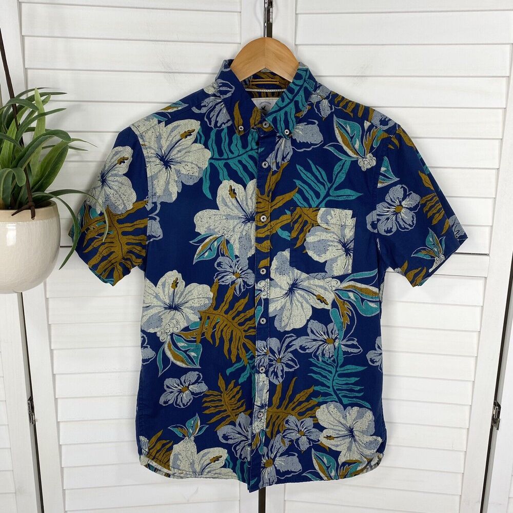 Cactus Man Ricky Singh Blue Hawaiian Shirt Short‎ Sleeve Camp Button Up Size S